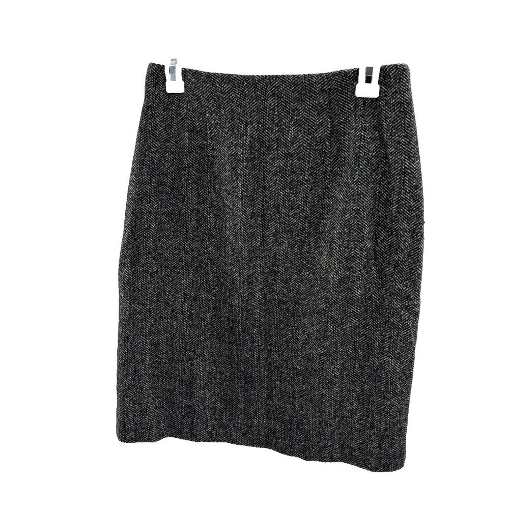 Chadwicks Womens Size 8 Skirt Gray Wool Blend Herringbone Career Office Wear